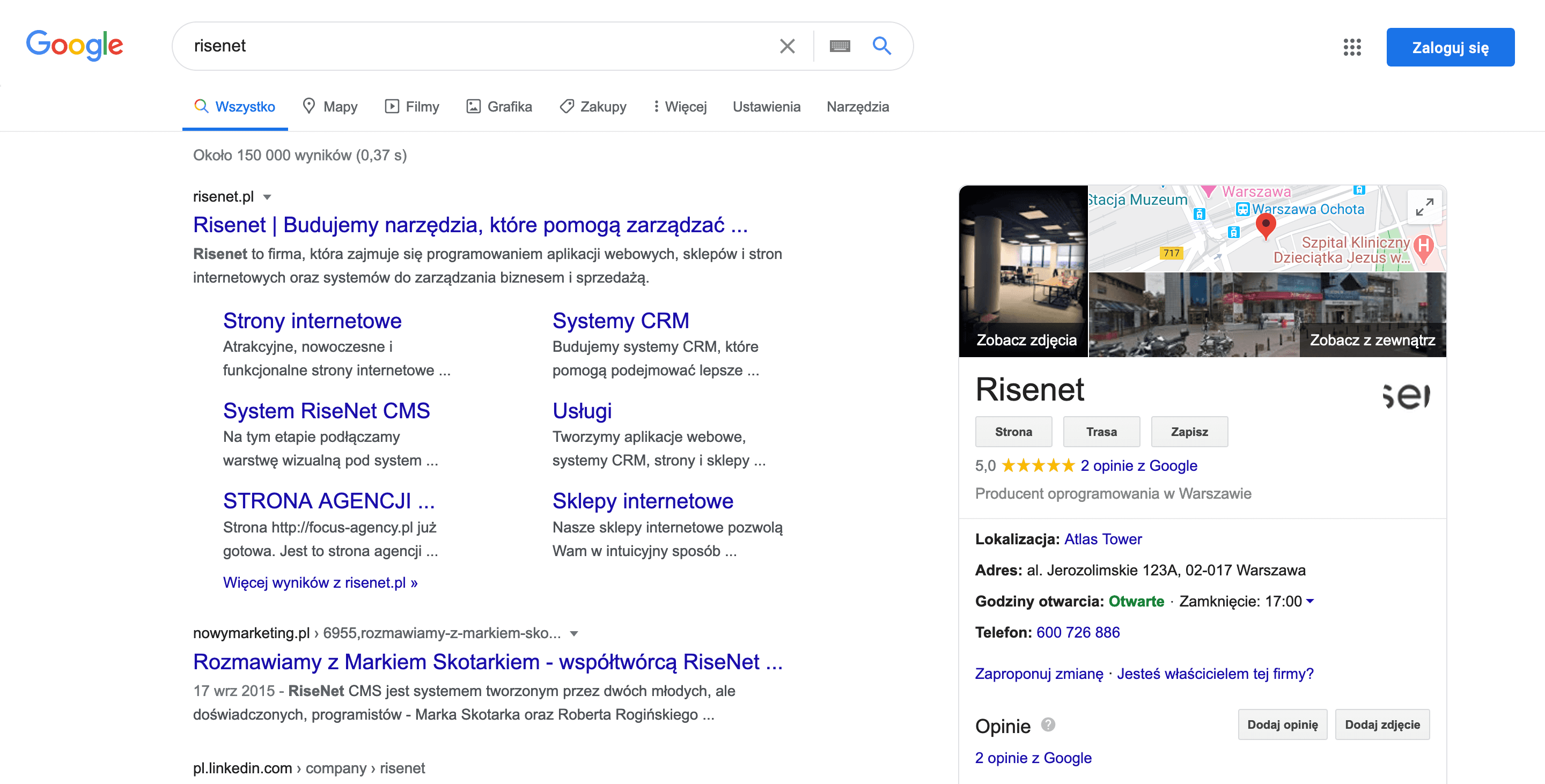Google Moja Firma - wyszukiwarka